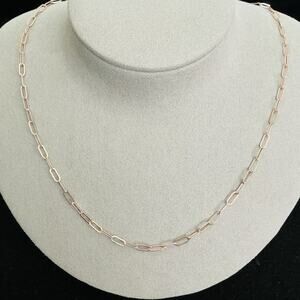 Rose Gold Paper Clip Necklace 3mm, 18in, BSI/ Made In Italy~NEW